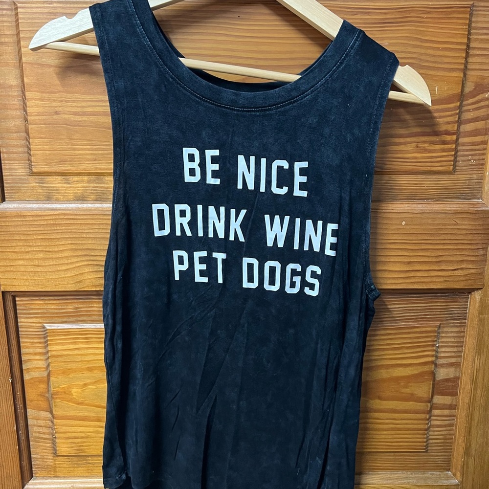 Bonobo Wine Grayson Threads Shirt Small BE NICE DRINK WINE PET DOGS
